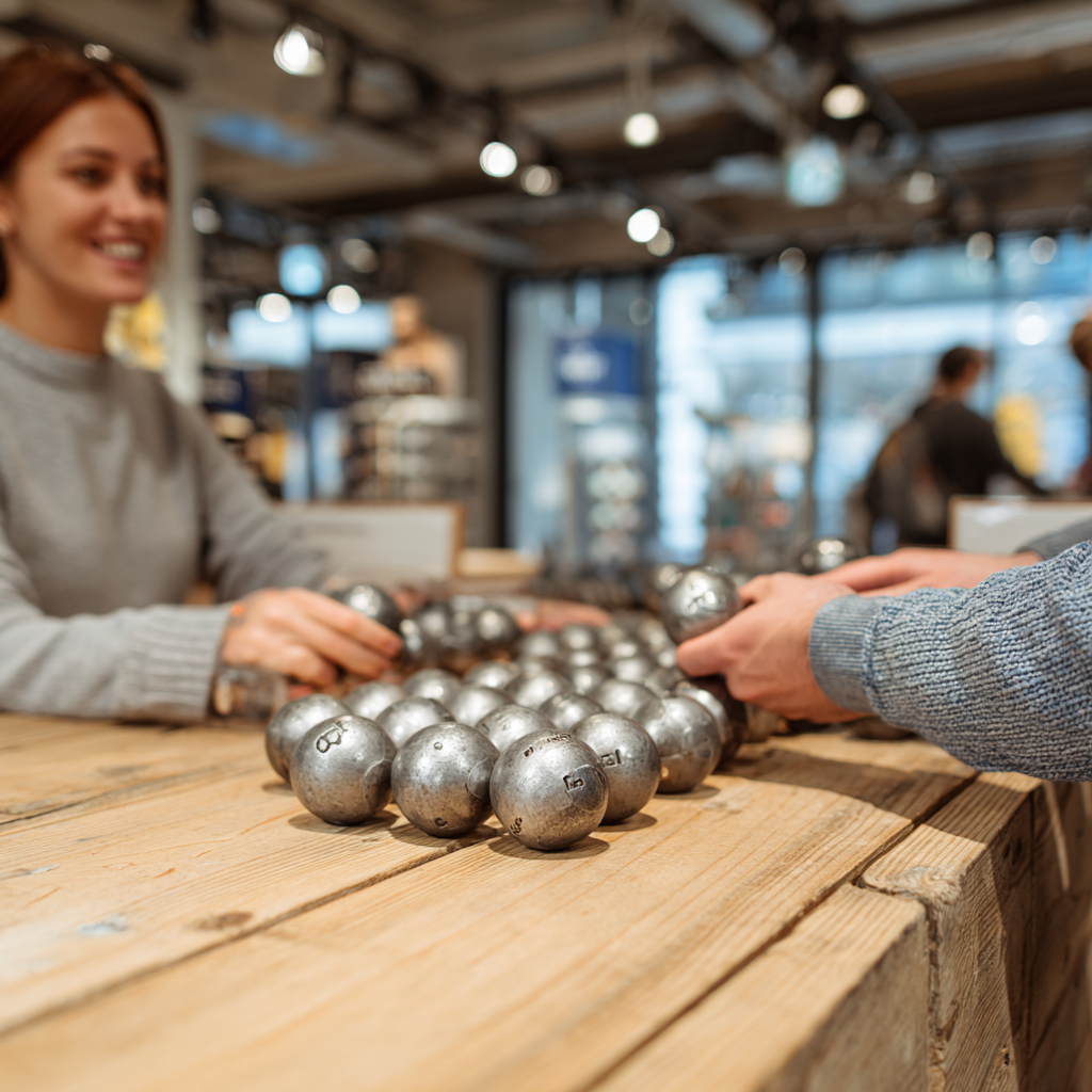 asistet predaja pomaha zakaznikovi pri vybere petanque kouli