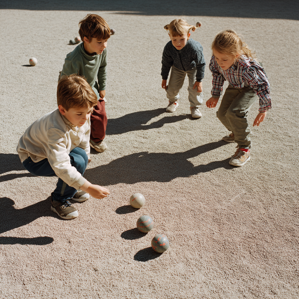 deti hrajici petanque na ihrisku